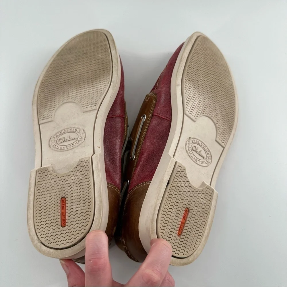 Cole haan yacht club collection boat shoes 9.5 red brown leather vintage 90s